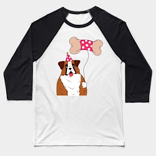 Saint Bernard dog celebrate birthday party. Baseball T-Shirt